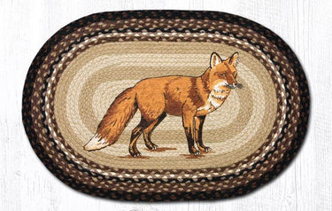 Fox Hand Stenciled Oval Patch Braided Rug 20